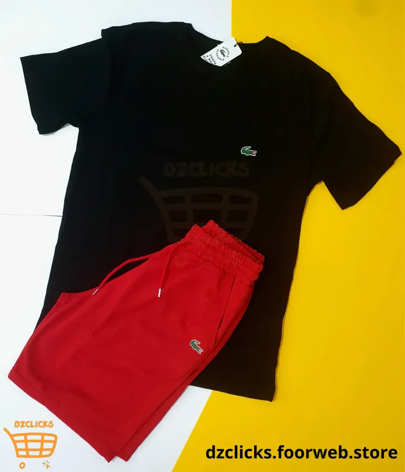  Ensemble Haute qualité 100% cotton Marque Lcste Noir-Rouge